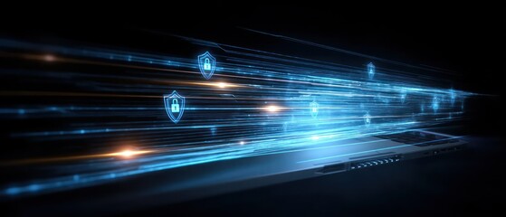 Poster - Digital security laptop illustration