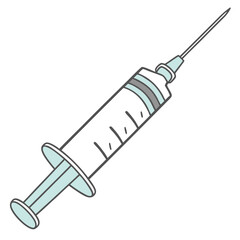 Poster - A minimalist syringe icon with a thin geometric outline designed with a soft color palette ideal for medical healthcare or pharmaceutical themed designs and applications