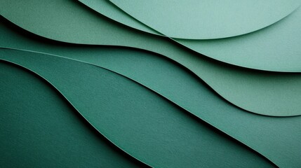 Poster - Abstract Green Paper Layers with Curved Edges and Texture Details