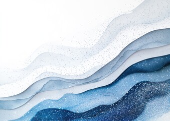 Poster - Abstract Blue Wave Pattern on White Background with Glitter Effect for Digital Design