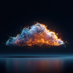 Poster - Abstract cloud of glowing particles