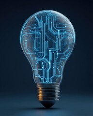 Poster - Futuristic lightbulb with glowing circuit board