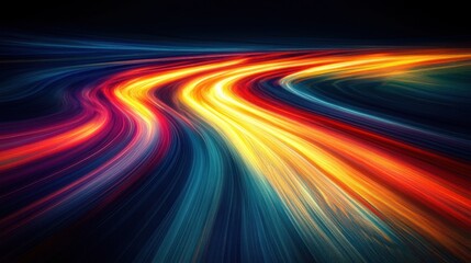 Poster - Abstract Colorful Light Trails on Black Background Vibrant Dynamic Digital Artwork