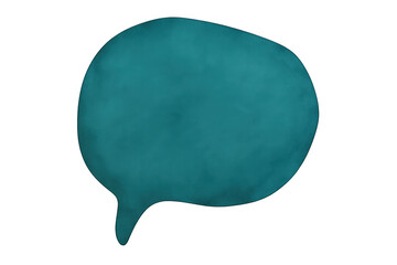 Poster - Hand-drawn turquoise watercolor speech bubble floating on a transparent background, offering space for custom messages and creative designs