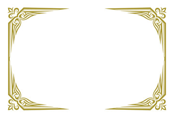 Poster - Elegant Golden Frame with Swirling Ornament Corners, Decorative Border Vector Illustration