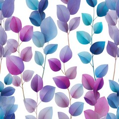 Poster - Abstract illustration of a plant with gradient color leaves and branches, perfect for a minimalist wallpaper or fabric design