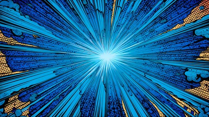 Poster - Retro comic book speed lines radiating from bright light