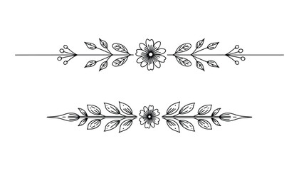 Poster - Floral Dividers with Flowers and Leaves, Decorative Design Elements Vector Illustration