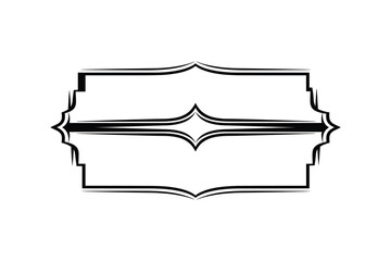 Poster - Ornamental Black Frame with Decorative Edges and Horizontal Lines, Modern Style, Isolated Vector Illustration
