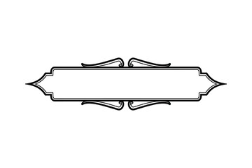 Poster - Ornamental Frame, Decorative Label, Blank Banner in Black and White, Isolated Vector Illustration.
