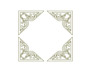 Poster - Ornate Decorative Corners in Green Color, Ornament Design Elements in Square Frame Vector Illustration