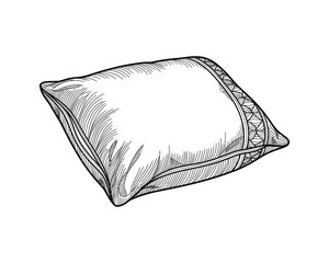 Poster - Sketch Style Square Pillow with Texture, Black Lines on White Background, Decorative Design, Vector Illustration