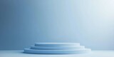 Abstract stepped podium on white-to-blue gradient, elegant for modern displays