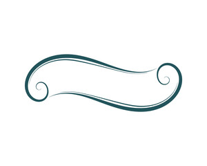 Poster - Teal Ornamental Swirl Frame, Empty Text Banner, Decorative Filigree Scroll Vector Illustration.