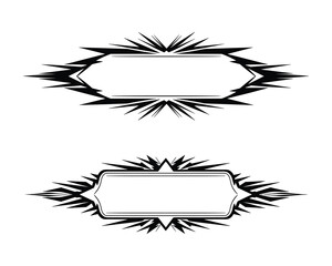 Aufkleber - Two Decorative Frames with Starbursts, Black and White Borders for Text Vector Illustration