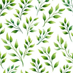 Poster - Watercolor leaves with green color, offering a pattern design. A display of freshness and botanical beauty.