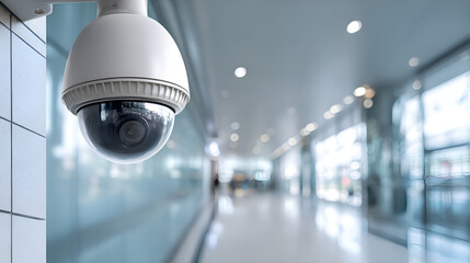 Poster - Security camera observing corridor in modern building
