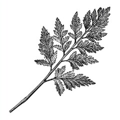 Poster - An artistic detailed drawing of a single fern leaf