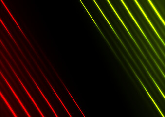Poster - Green red neon laser lines abstract tech futuristic background. Glowing vector design