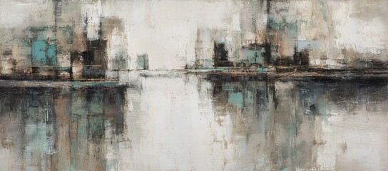 Leinwandbilder - Abstract cityscape reflections under a cloudy sky