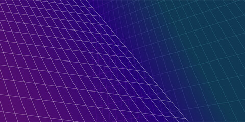 Aufkleber - Abstract geometric background with diagonal white grid lines on a smooth gradient of purple to blue tones, creating a modern and futuristic digital design.