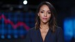 © Thares2020 - News anchor reporting on economic downturn with data chart in the background
