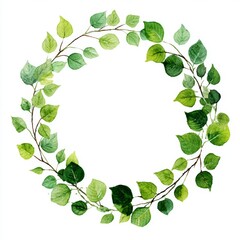 Poster - A vibrant green wreath of leaves arranged in a circular pattern, perfect for a variety of decorative purposes.