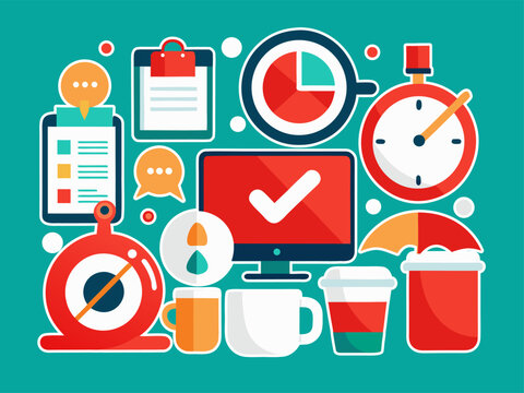 Modern Business and Management Flat Design Vector Illustration on Teal Background