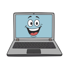 Leinwandbilder - Happy cartoon laptop computer technology