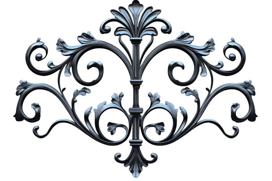Intricate silver scrollwork unfolds with classic elegance like whispers of history etched in on transparent background