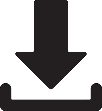 Vector art of black download arrow icon isolated on white
