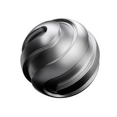 Poster - 3d rendering metallic sphere with swirling grooves. Polished chrome abstract design element shape.