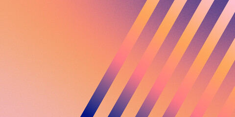 Poster - Abstract blurred background with gradient and smooth lines. orange and blue palette. peach color. straight lines. noise texture. geometric. background for banner or website.