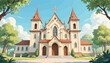 © TTh - Illustrated Gothic Church in Serene Countryside