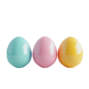 Colorful Easter eggs arrangement in pastel hues, symbolic of spring celebration, rendered digitally, on transparent background