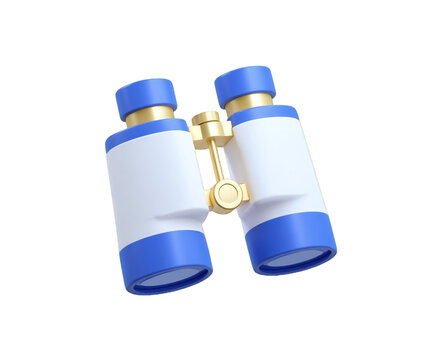 Stylish 3D rendering of modern binoculars with a vibrant color palette on transparent background