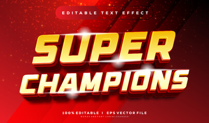 Poster - super champions vector text effect with modern style design