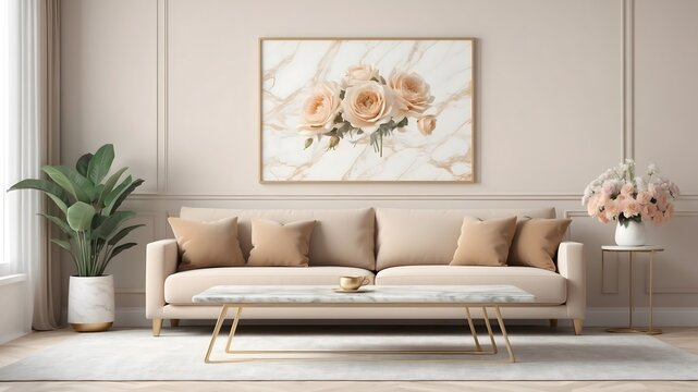 Mockup wall mounted with armchair in living room with a white wall.3d rendering