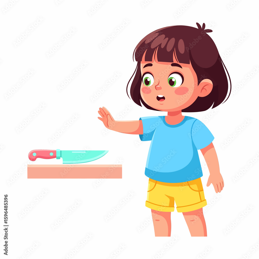 Home Safety for Kids: Dangers of Kitchen Knives Stock Vector | Adobe Stock, image size:1000x1000