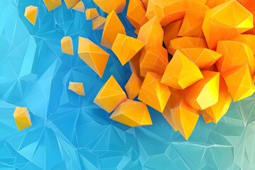 Poster - Abstract Geometric Composition with Blue and Orange Shapes in Scene