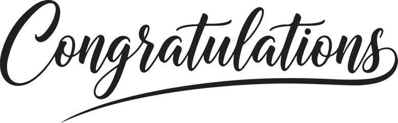 Fototapete - Vector art of elegant script calligraphy spelling out congratulations