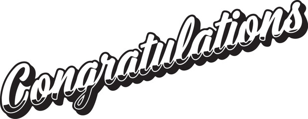 Fototapete - Vector art of retro style congratulations text with shadow effect