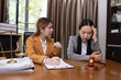 © SOMKID - Emotional Mental Support, Lawyer woman with Comfort and Advise Clients, Agreement and Partnership Concept,