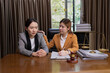 © SOMKID - Emotional Mental Support, Lawyer woman with Comfort and Advise Clients, Agreement and Partnership Concept,