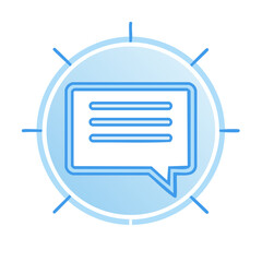 Fototapete - Speech Bubble Icon with Light Rays in Blue Gradient for Communication Services