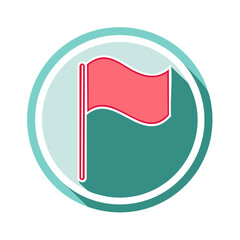 Poster - Vivid Circle Emblem Design Displaying a Pink Flag against a Teal Background with a Modern Artistic Feel