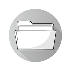 Fototapete - Documents and Files Folder Icon on Gray Circle Button for Data and Information Management