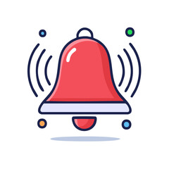 Fototapete - Red bell icon vector, ringing symbol, notification graphic, alert sign isolated