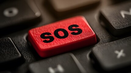 Poster - Emergency SOS Button on Keyboard with Close-Up Perspective