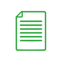 Fototapete - Iconic Representation of a Document or Paper Stack with Green Lines and Border on White Background